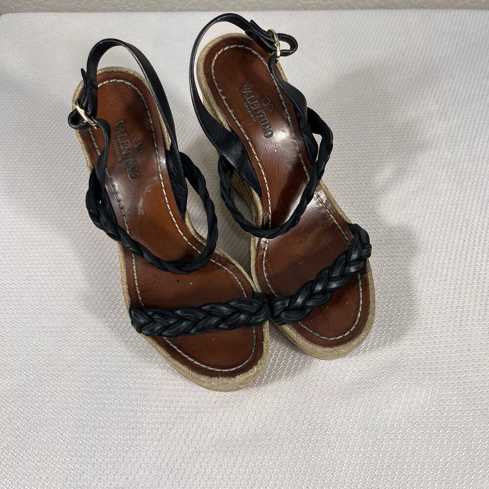VALENTINO GARAVANI Rockstud Sandal Wedge Denim 36 /‎ 5.5